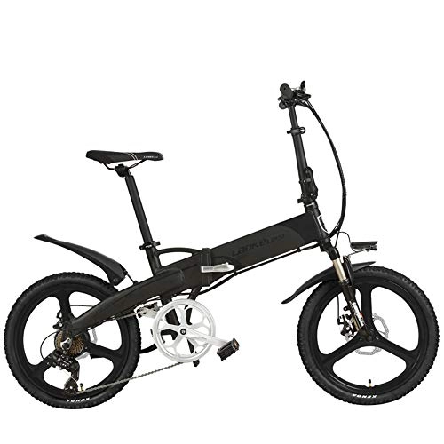 Electric Bike : LANKELEISI G660 Elite 20 Inches Folding Electric Bike, 48V Lithium Battery, Integrated Wheel, with Multifunction LCD Display, Pedal Assist Bicycle (Black Gray, 400W 14.5Ah)