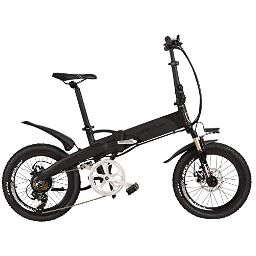 Electric Bike : LANKELEISI G660UP 20 Inch E-bike, 5 Grade Assist Folding Electric Bicycle, 500W Motor, 48V 10Ah / 14.5Ah Lithium Battery, with LCD Display (Black Grey, 14.5Ah)