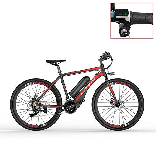 Electric Bike : LANKELEISI RS600 700C Electric Bike, 36V 20Ah Battery, Both Disc Brake, Aluminum Alloy Frame, Endurance Up To 70km, 20-35km / h, Road Bicycle. (Red-LED, Standard)