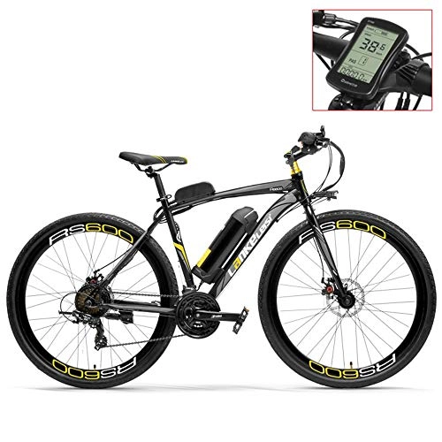 Electric Bike : LANKELEISI RS600 700C Pedal Assist Electric Bike, 36V 20Ah Battery, 300W Motor, Aluminum Alloy Airfoil-shaped Frame, Both Disc Brake, 20-35km / h, Road Bicycle (Grey-LCD, Plus 1 Spare Battery)
