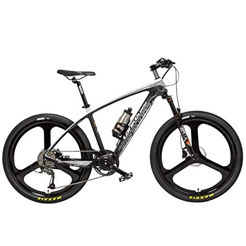 Electric Bike : LANKELEISI S600 26 Inch Electric Bicycle 240W 36V Removable Battery Lightweight Carbon Fiber Frame Hydraulic Disc Brake Pedal Assist Ebike Mountain Bike (Black White, 10Ah)