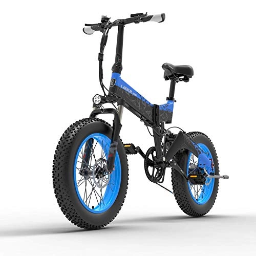 Electric Bike : LANKELEISI X3000 PLUS 48V 10.4AH 1000W ELECTRIC FOLDING BIKE 26 '' 4.0 FAT TIRE E-BIKE (Blue)