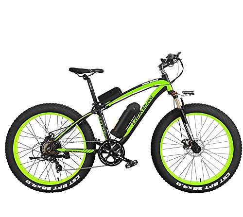 Electric Bike : LANKELEISI XF4000 Electric bicycle, adult electric bicycle with 1000W brushless motor, 26”Fat tire electric bicycle, 48V 16AH Removable lithium battery with anti-theft device(Green, Spare Battery)