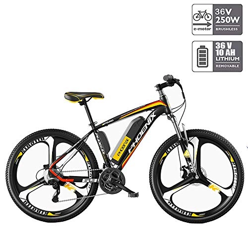 Electric Bike : LAOHETLH Electric Assist Bicycle34-Inches E-Bike 27 Speed Gear Electric Bicycle Aluminum Alloy Adult Bicycle Electric Mountain BikeBlack And Yellow