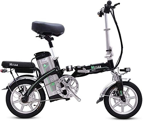 Electric Bike : LAZNG Electric bicycle Electric Bicycle 14 Inch Wheels Aluminum Alloy Frame Portable Folding Electric Bike for Adult with Removable 48V Lithium-Ion Battery Powerful Brushless Motor
