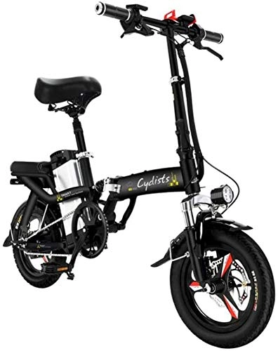 Electric Bike : LAZNG Electric bicycle Electric Bicycles Foldable Portable Bikes Detachable Lithium Battery 48V 400W Adults Double Shock Absorber Bikes With 14 Inch Tire Disc Brake And Full Suspension Fork