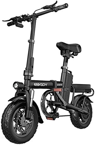 Electric Bike : LAZNG Electric bicycle Lightweight Aluminum Folding Bikes With Pedals Power Assist And 48V Removable Lithium Ion Battery Adult Electric Bicycles With 12 Inch Wheels And 400W Hub Motor
