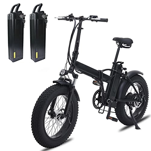 Electric Bike : LDGS ebike 500W Electric Bike Foldable for Adults Outdoor Cycling Foldable 4.0 Fat Tire MTB Men Beach Snow Mountain Ebike (Color : Black-2 Battery)