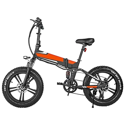 Electric Bike : LDGS ebike Adult Electric Bike Foldable 20 Inch 4.0 Fat Tires Ebike 500W / 750W Powerful Motor Electric Bicycle Mountain Beach Snow Bike (Color : 750W Red)