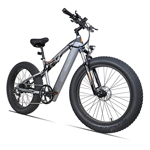 Electric Bike : LDGS ebike Electric Bike for Adults 48V 750W 26 Inch Fat Tire Electric Mountain Bike Full Suspension 9 Speed Ebike