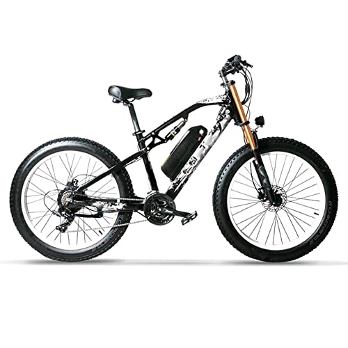 Electric Bike : LDGS ebike Electric Bike for Adults 750W Motor 4.0 Fat Tire Beach Electric Bicycle 48V 17Ah Lithium Battery Ebike Bicycle (Color : Black white)