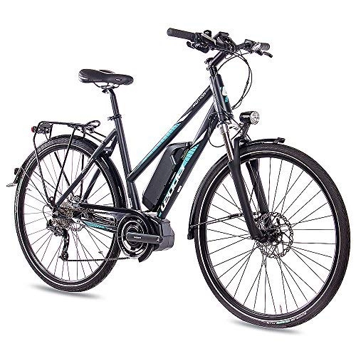 Electric Bike : Leader 28Inch Electric Bike Hybrid City Bike Women's Bicycle Motion with 9g Deore SLX & Shimano Steps Grey Matt