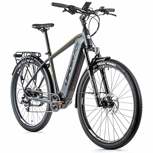 Electric Bike : Leader Fox Velo electrique-vae vtc 28'' bend 2021 homme gris-orange 9v moteur central bafang m500 36v 95nm batterie 20ah (19'' - h48cm - taille l - pour adulte de 178cm à 185cm)