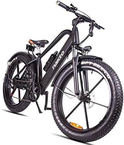 Electric Bike : LEFJDNGB Electric Mountain Bike 26-inch Hybrid Bicycle 18650 Lithium Battery 48V 6-speed Hydraulic Shock Absorber Front Rear Disc Brakes Durability Up 70km (4inch Tire Width)