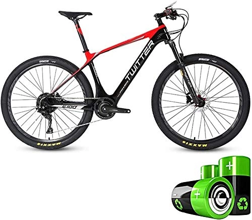Electric Bike : LEFJDNGB Electric Mountain Bike Hybrid Snowmobile 27.5 Inch Adult Ultra Light Pedal Bicycle 36V10Ah Built-in Lithium Battery (5 Files / 11 Speed) (Color : Red)