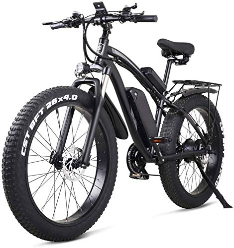 Electric Bike : Leifeng Tower High-speed 26 Inch Electric Bike Mountain E-bike 21 Speed 48v Lithium Battery 4.0 Off-road 1000w Back Seat Electric Mountain Bike Bicycle for Adult, Blue (Color : Black)