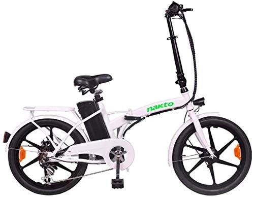 Electric Bike : Leifeng Tower High-speed Electric Bike Folding Electric Bike for Adult 36V 350W 10Ah Removable Lithium-Ion Battery City Electric Bike Urban Commuter, White (Color : White)