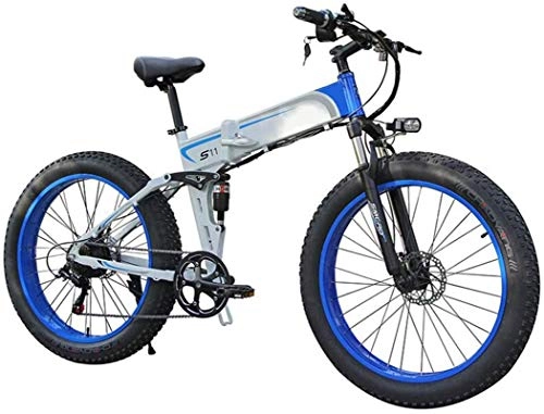 Electric Bike : Leifeng Tower High-speed Folding Electric Bike for Adults, 26" E-Bike Fat Tire Double Disc Brakes LED Light, Professional 7 Speed Transmission Gears Mountain Bicycle / Commute Ebike with 350W Motor