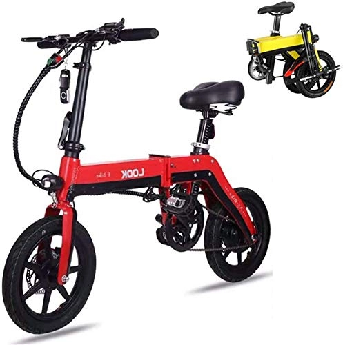 Electric Bike : Leifeng Tower High-speed Mini Electric Bikes for Adult 12" Foldable E-Bike 36V 5-10.4Ah 250W 20KM / H Electric Bikes Adjustable Lightweight Aluminum Alloy Frame E-Bike (Color : Red, Size : 30KM)