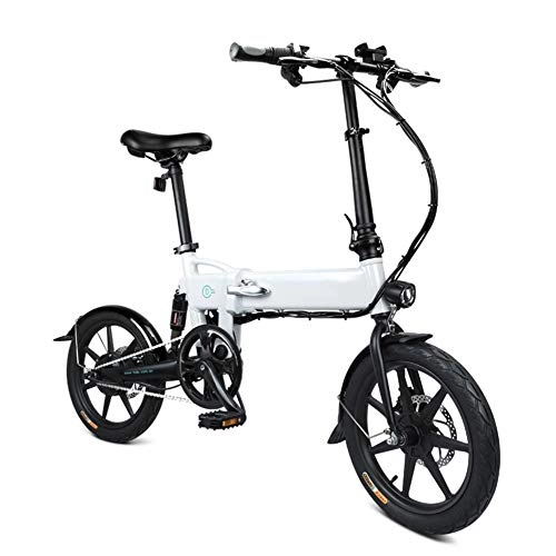 Electric Bike : Leobtain Folding Electric Bike for Adults, Electric Bicycle / Commute Ebike with 250W Motor, 7, 8Ah Battery, Maximum Speed 25km / h, 5 Hours Charge Time, LED Front Light, Black / White
