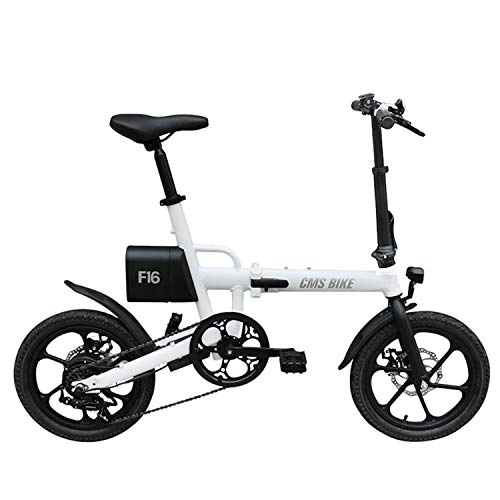 Electric Bike : LFANH 16 Inch 250W Folding Electric Bike, Up To 25Km / H Commuter City Bike with 7.8Ah 36V Lithium Battery Speeds Range 40Km City Bike, Adult Unisex, White
