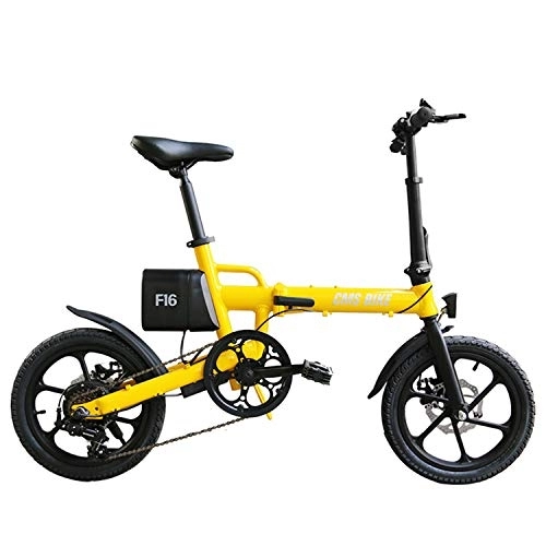 Electric Bike : LFANH 16 Inch 250W Folding Electric Bike, Up To 25Km / H Commuter City Bike with 7.8Ah 36V Lithium Battery Speeds Range 40Km City Bike, Adult Unisex, Yellow