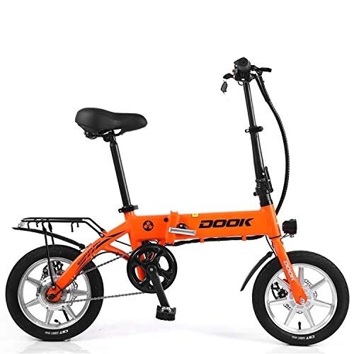 Electric Bike : LFANH Electric Scooter, Folding Electric Bike with 250W Motor / 8.0 Ah Battery, Max Speed 25Km / H / Max Load 150Kg, Standard 14 Inch City E-Bike / Bicycle, Orange