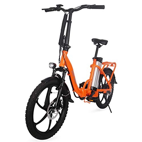 Electric Bike : LFANH Folding Electric Bike E Bike, Up To 30Km / H, 20 Inch Adjustable Speed Folding Moped Bicycle Electric Bicycle, 250W / 36V Rechargeable Lithium Battery, Adult Unisex, Orange