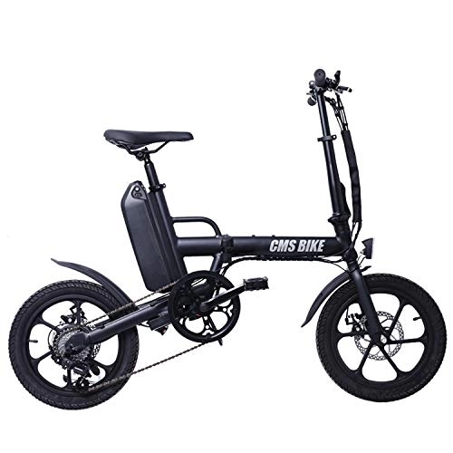 Electric Bike : LFANH Folding Electric Bike Electric City Bike, with 250W Motor 13 Ah Rechargeable Lithium Battery 50 Mileage 16"City E-Bike Adult Folding Speed Up To 25 Km / H for Adult Unisex, Black