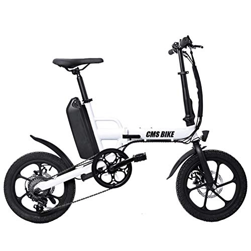 Electric Bike : LFANH Folding Electric Bike Electric City Bike, with 250W Motor 13 Ah Rechargeable Lithium Battery 50 Mileage 16"City E-Bike Adult Folding Speed Up To 25 Km / H for Adult Unisex, White
