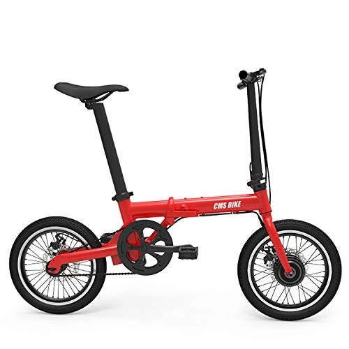 Electric Bike : LFANH Folding Electric Urban Bike 16" Unisex Adult, Adjustable Lightweight E-Bike Single 7 Speed Unisex Adult City Bike Commuting, Red
