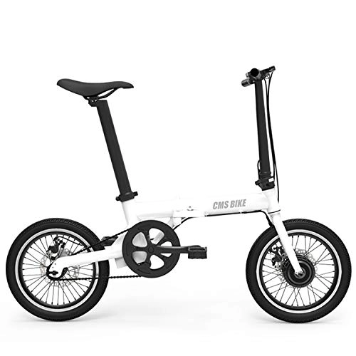 Electric Bike : LFANH Folding Electric Urban Bike 16" Unisex Adult, Adjustable Lightweight E-Bike Single 7 Speed Unisex Adult City Bike Commuting, White