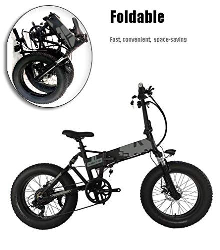 Electric Bike : LFEWOZ Trail Bike Road Folding Electric Mountain Bike for Adult Mens 20 Inch Wheels, Aluminum Alloy Snow E-Bikes, 36V 10AH Lithium Battery for Student Electric Bicycle