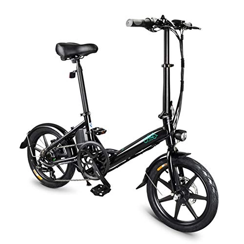 Electric Bike : Lhlbgdz Electric Bike 14in 250W Mini Variable Speed Folding Power Assist Electric Bicycle Moped E-Bike, Black