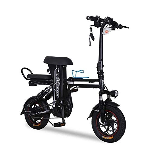 Electric Bike : LHLCG Mini Portable Electric Bike - Foldable E-Bike with Remote Control, Mobile Phone Holder and Electronic Display, Black, 20Ah