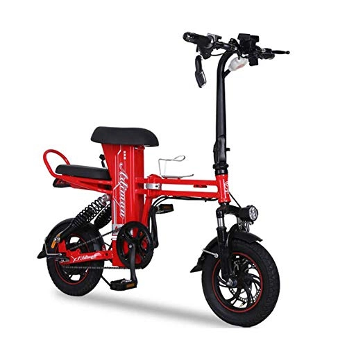 Electric Bike : LHLCG Mini Portable Electric Bike - Foldable E-Bike with Remote Control, Mobile Phone Holder and Electronic Display, Red, 20Ah