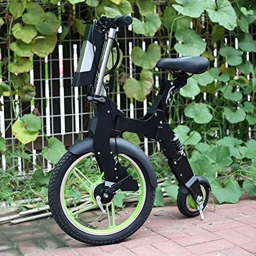 Electric Bike : LHLCG Mini Portable Electric Bike - Foldable Lightweight E-Bike Ergonomic Design, Green