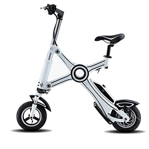 Electric Bike : LHY RIDING 10-Inch Folding Electric Car - Electric Bicycle - Mini Electric Bicycle - Lithium Battery Electric Car (Without Battery), White, 12inch