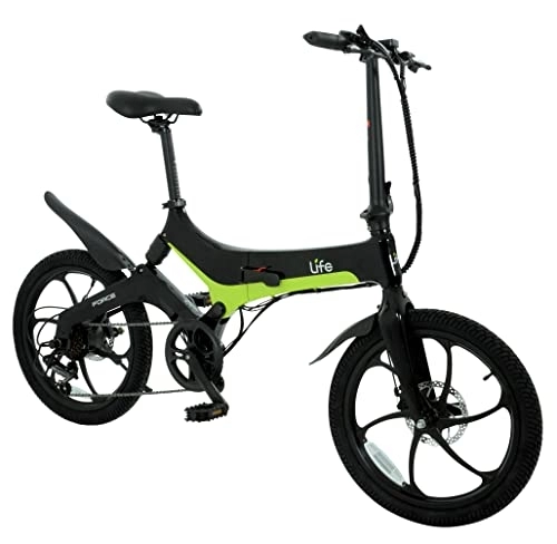 Electric Bike : Li-Fe FORCE, Black / Green Electric Folding Bike