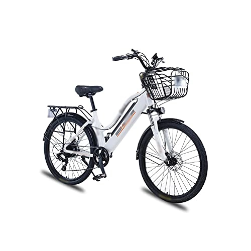 Electric Bike : Liangsujian 26 Inch Electric Bicycle Aluminum Alloy Mountain Bike 36V350W Electric Motorcycle Female Electric Bicycle (Color : White)