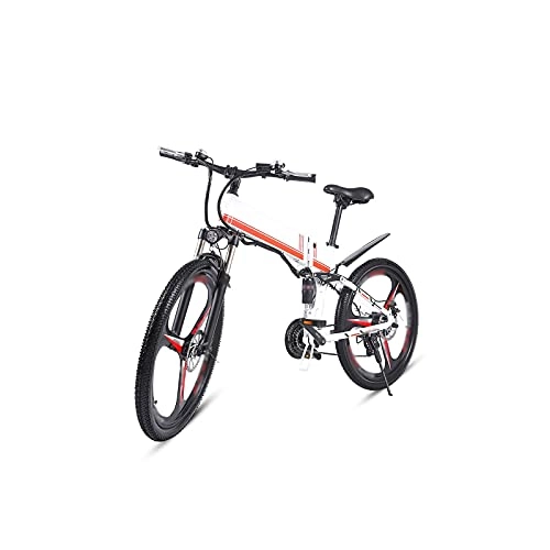 Electric Bike : Liangsujian Adult Off-road Electric Bike 26 Inch 350W 12.8AH Lithium Battery Foldable Mountain Electric Bicycle For Men (Color : M80-White)