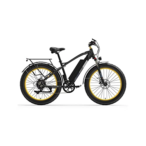 Electric Bike : Liangsujian Electric Bicycle, 1000W 48V Electric Bike, 26 Inch Snow Bike Bicycle, Front & Rear Hydraulic Disc Brake (Color : Yellow, Size : 500w)