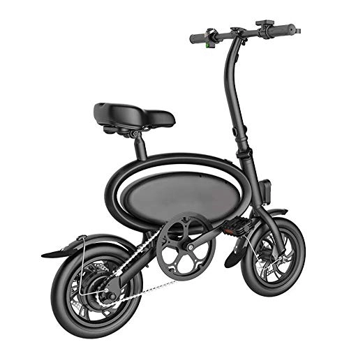 Electric Bike : Lightweight And Aluminum Folding Electric Bicycle with Pedals, Power Assist, And 350W 36V Lithium Ion Battery, View Real-Time Motion Track APP, Folding Size 102X29X75CM, Black, L