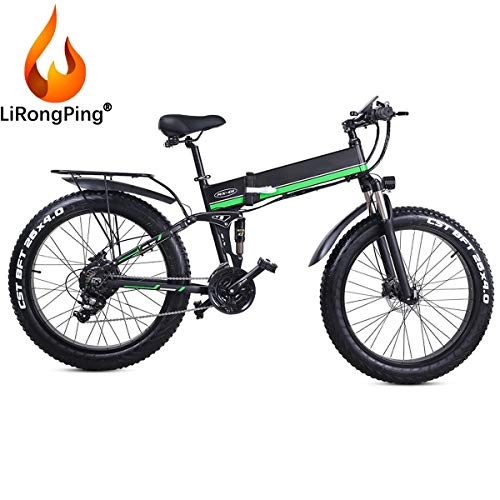 Electric Bike : Lightweight Electric Bike Electric Bicycles, 1000W E-bike with 26 Inch Fat Tire, Removable 48V 12.8 AH Lithium-Ion Battery Pedelec City Bike