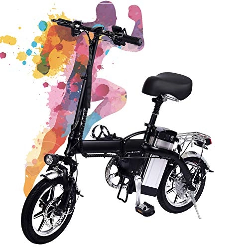 Electric Bike : Lightweight Electric Bike for Adult 350W Folding eBike with Back Seat and 14" Tire - 50km Long-Range City Bicycle - Max Speed 35km / h - 3 Riding Modes