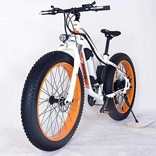 Electric Bike : Lincjly 2020 Upgraded 26Inch Fat Tire Electric Bike 48V 10.4 Snow E-Bike 21Speed Beach Cruiser E-Bike Lithium Battery Hydraulic Disc Brakes Orange, Free travel (Color : Orange)
