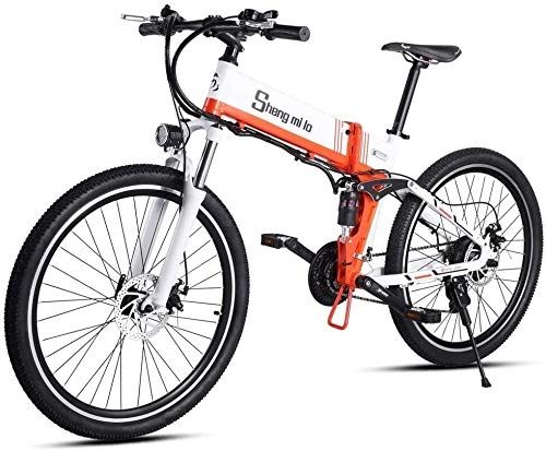Electric Bike : Lincjly 2020 Upgraded Electric Bicycle 26 inch Electric Mountain Folding Bicycle 48V 13Ah Full Suspension and 21 Speed Ultra-light Aluminum Body with Rear Frame, Free travel