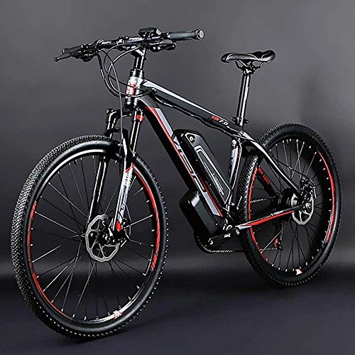 Electric Bike : Lincjly 2020 Upgraded Electric mountain bike, 26-inch hybrid bicycle / (36V10Ah) 24 speed 5 speed power system mechanical disc brakes lock front fork shock absorption, up to 35KM / H, Travel freely