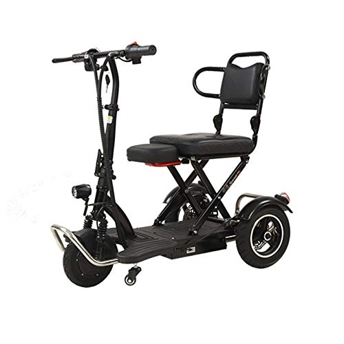 Electric Bike : LINGZE Electric Bike Folding 3-wheels, E-bike for adults, Pedal Assist Commuter Cycling Bicycle, Max Speed 20km / h, Motor 350W, 13Ah Rechargeable Lithium Battery