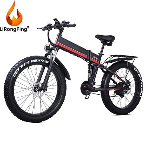 Electric Bike : LiRongPing 1000W Electric Bike Adult Electric Mountain Bike, 26" Ebike 40Mph with Removable 48v / 12.8Ah Lithium Battery, Professional 21 Speed Gears